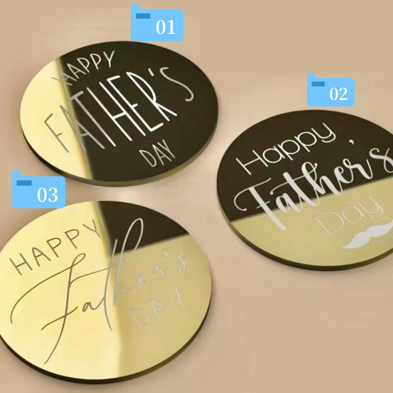 Wholesale 10PCS/PACK Father's Day Happy Acrylic Cake Card Decoration