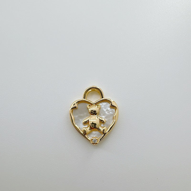 Wholesale Golden Natural Shell Abalone Shell Bear  Bracelet Necklace DIY Pendant