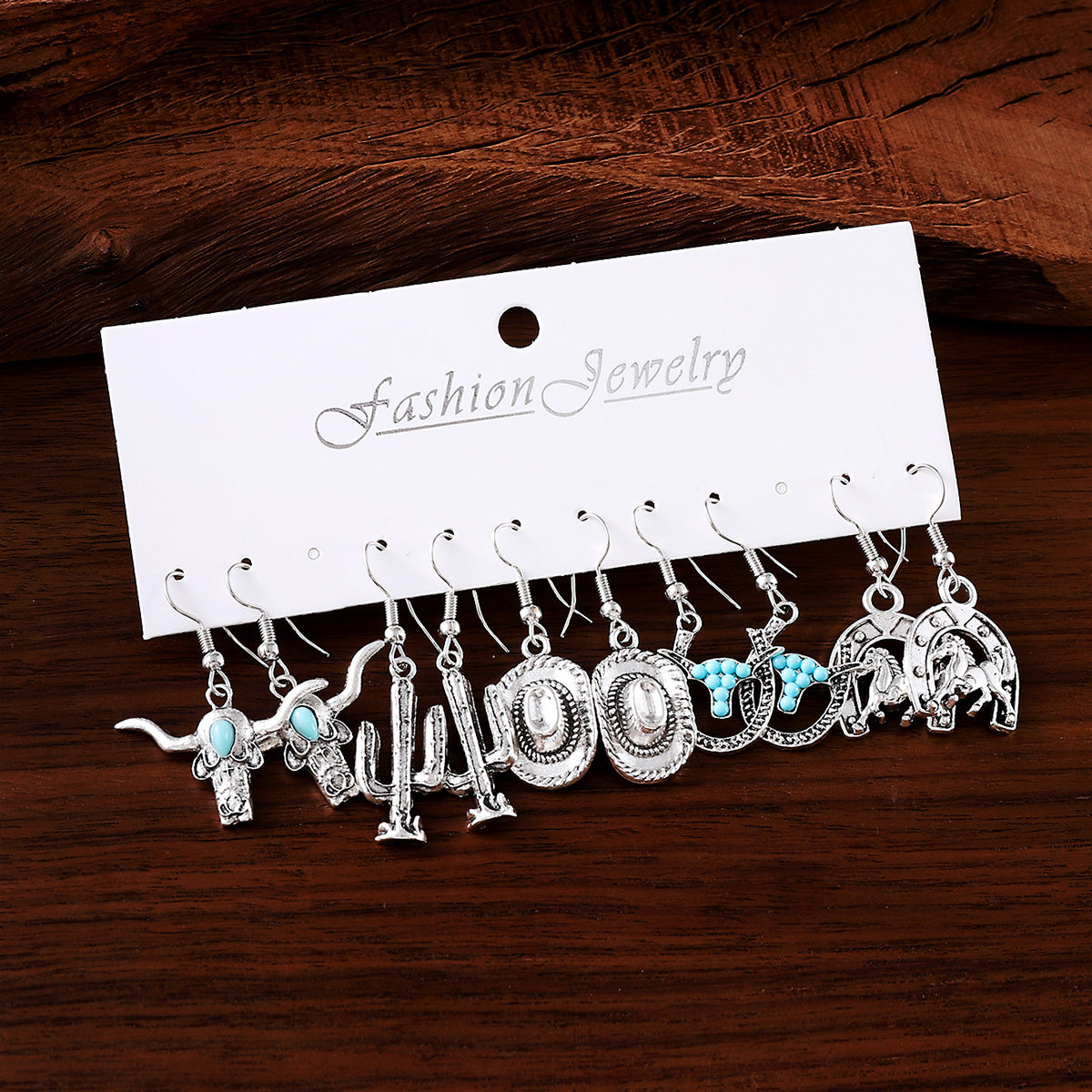 Wholesale Western Cowboy Turquoise Drop Earring Set