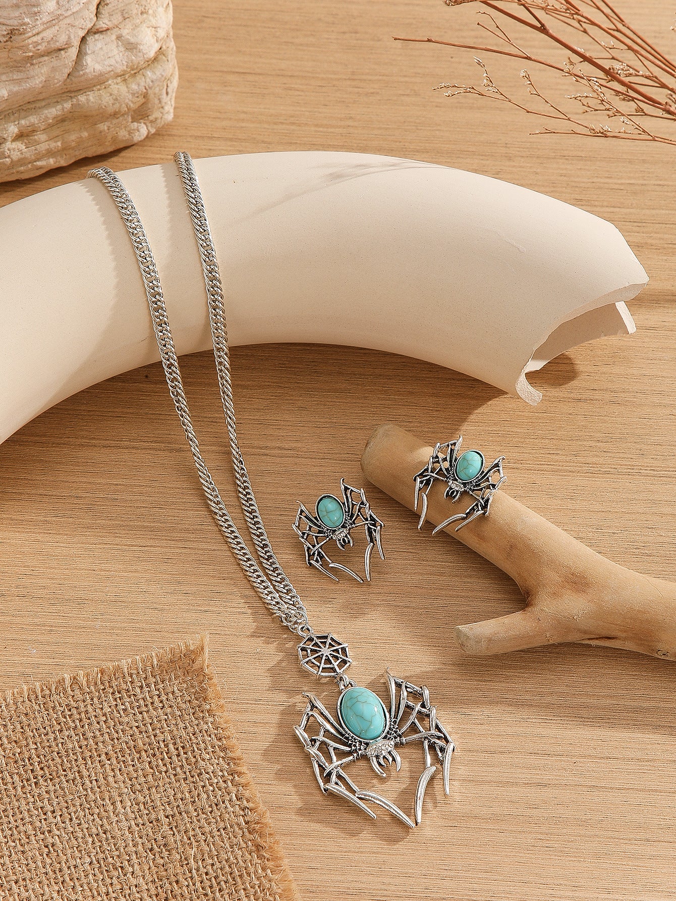 Wholesale Vintage Distressed Zinc Alloy  Pendant Necklace Earring Set Gothic Fashion Jewelry For Men Women