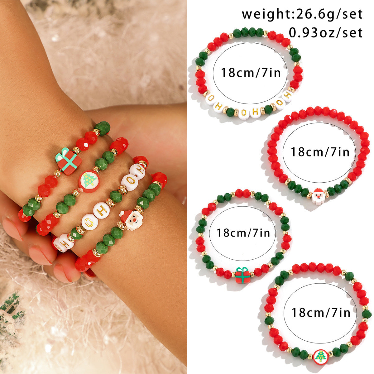 Wholesale Christmas letter contrasting bracelet Layered Bracelet Set