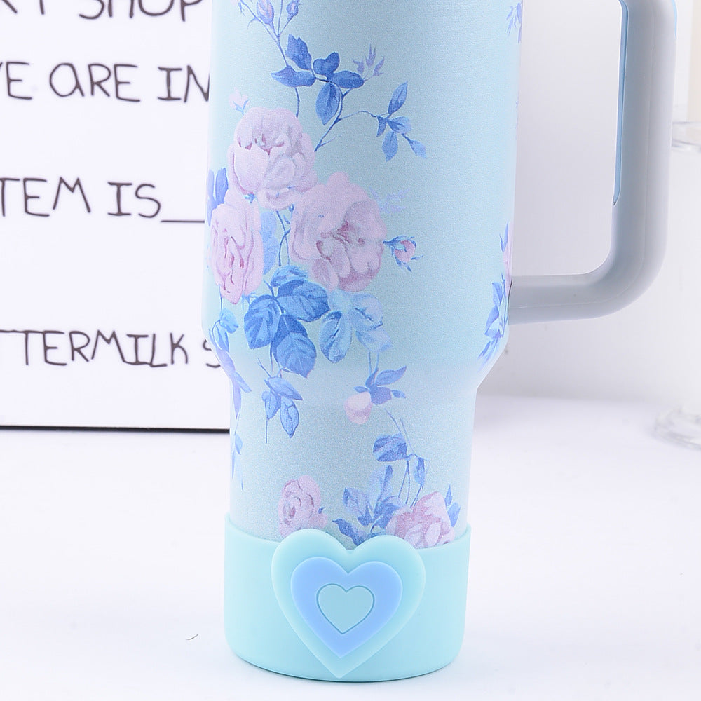 Wholesale  New Creative 10mm Colorful Heart Straw Cap Dustproof 7.5cm Silicone Protective Cup Cover Anti-Fall Accessories