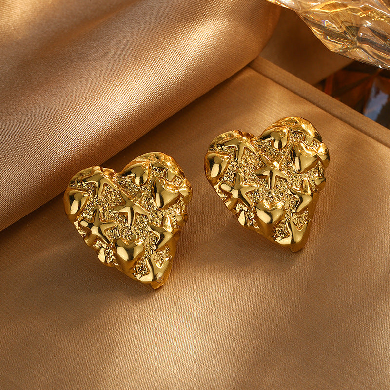 Wholesale Retro All-match Style Starfish Love Earrings Titanium Steel Fadeless Valentine's Day Earrings