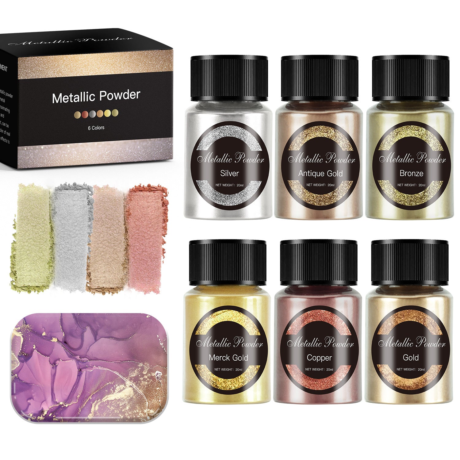 Wholesale 6-color 20ML Bottle DIY Crystal Dropper Coating with Mica Powder, Nail Polish, Metal Powder