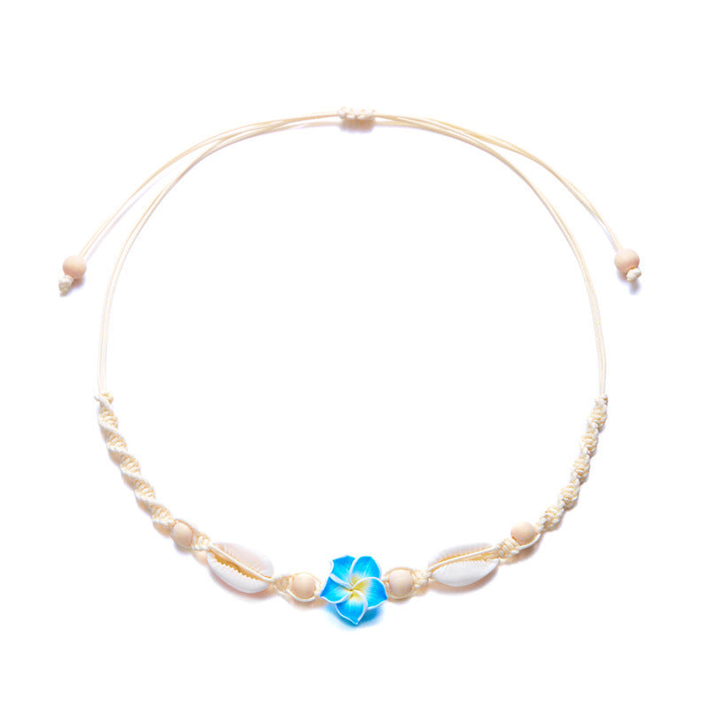 Wholesale Polymer Clay Flower Shell Summer Ocean Beach Vacation Braided Necklace