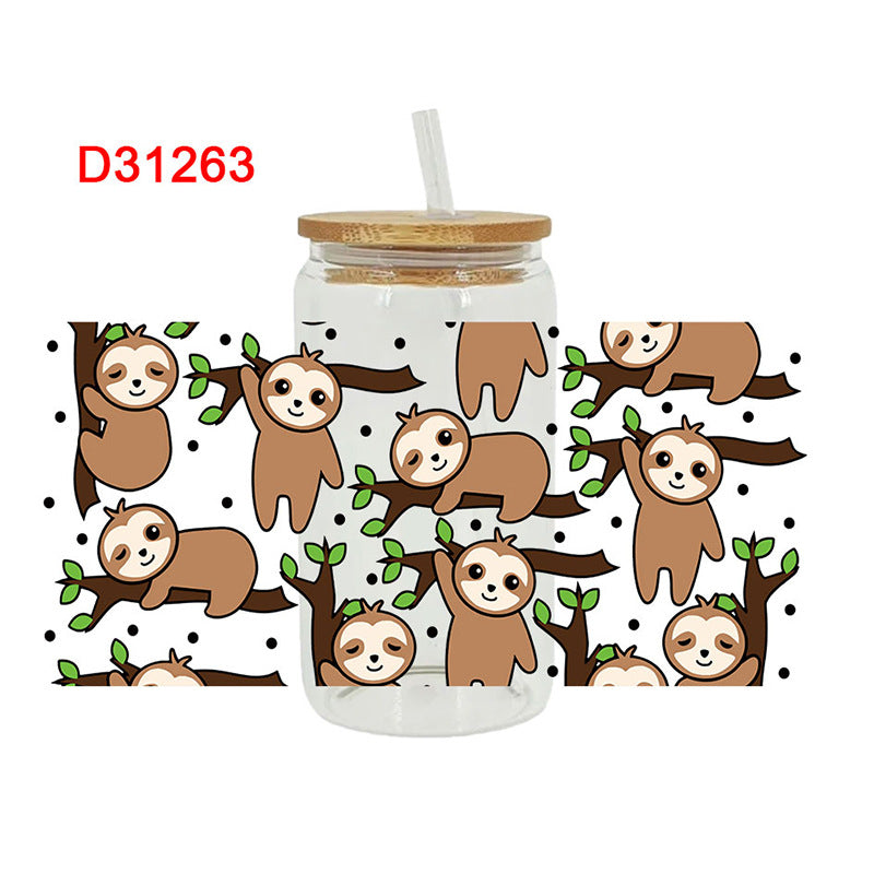 Wholesale Cartoon cute and colorful animals 16oz Cup UV DTF Wraps
