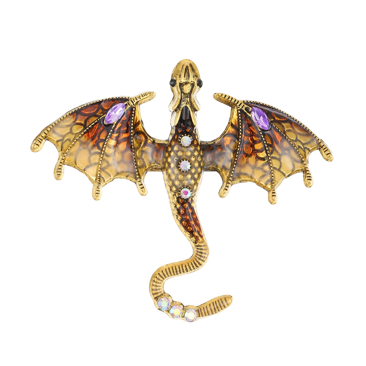Wholesale Magic dragon-shaped niche enamel colored diamond brooch exquisite suit pin light luxury accessories
