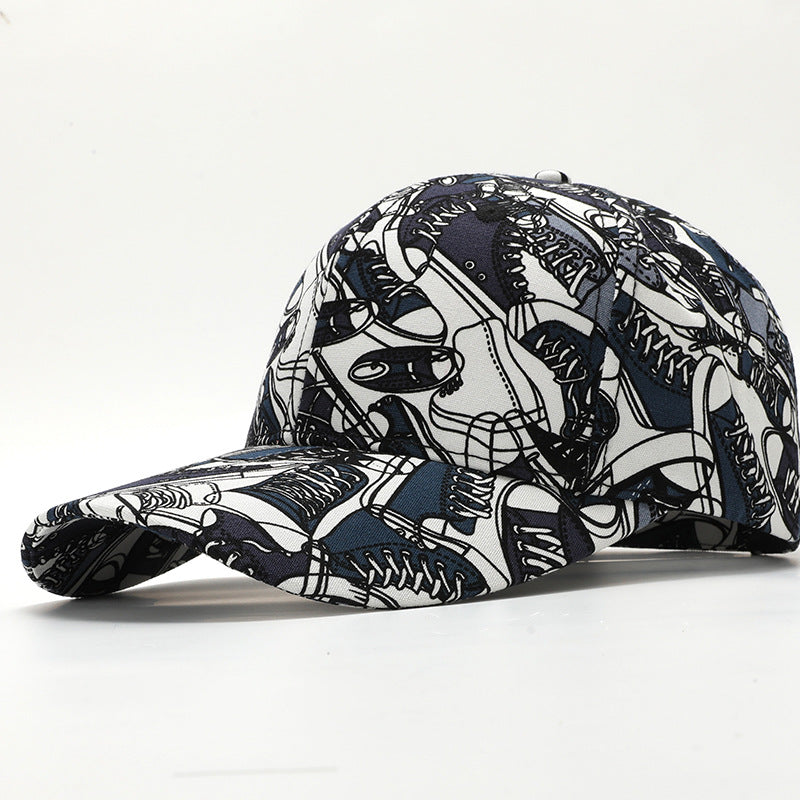 Wholesale New Graffiti Lettering Print Hard Top Big Head Around The Face Small Hat Baseball Cap