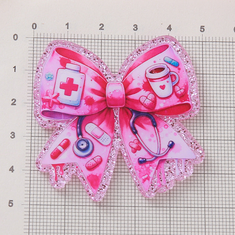 Wholesale  10pcs Glitter Cartoon Medical Jewelry  Cute Acrylic Flatback