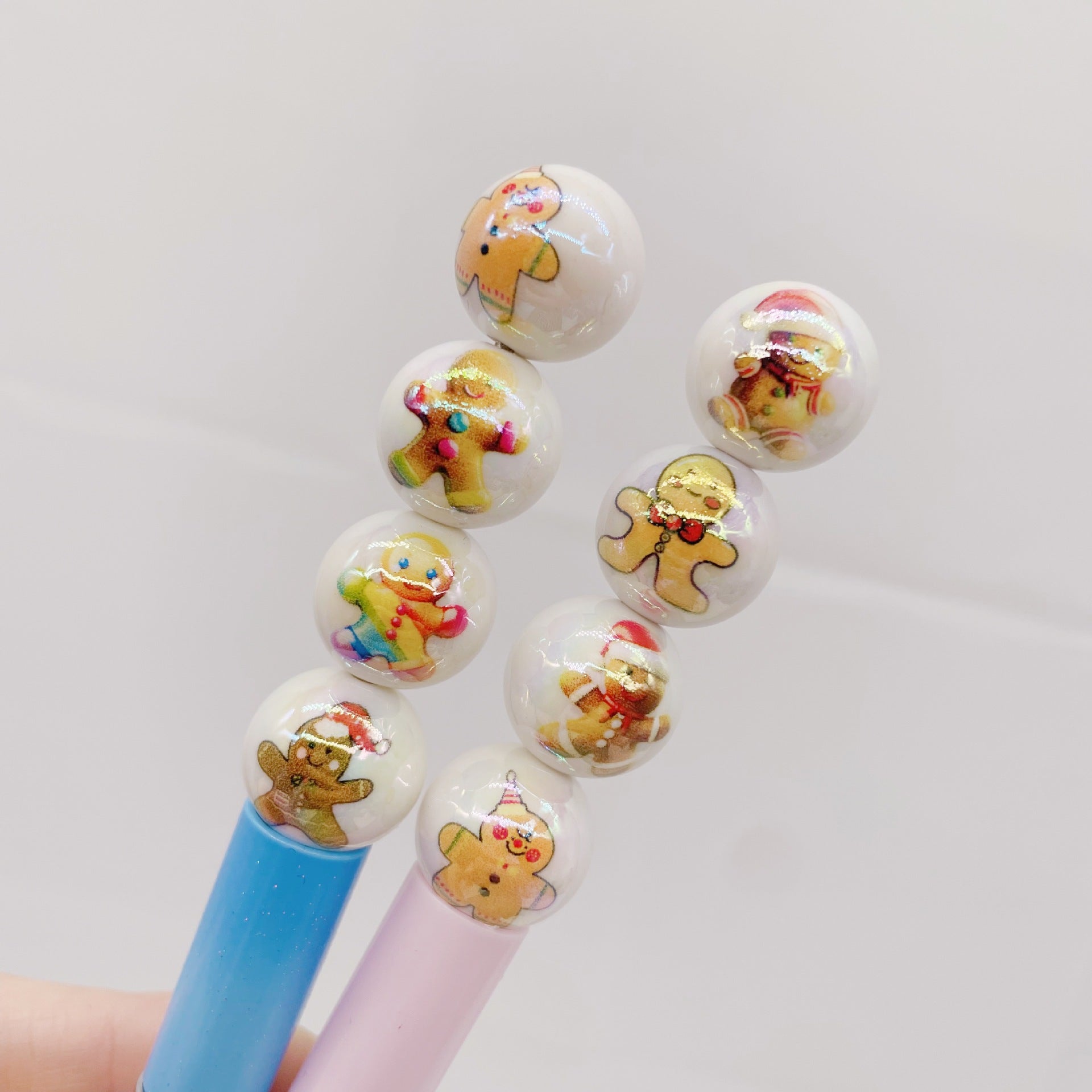 Wholesale 100PCS/PACK UV Acrylic Print Gingerbread Man DIY Christmas Balls