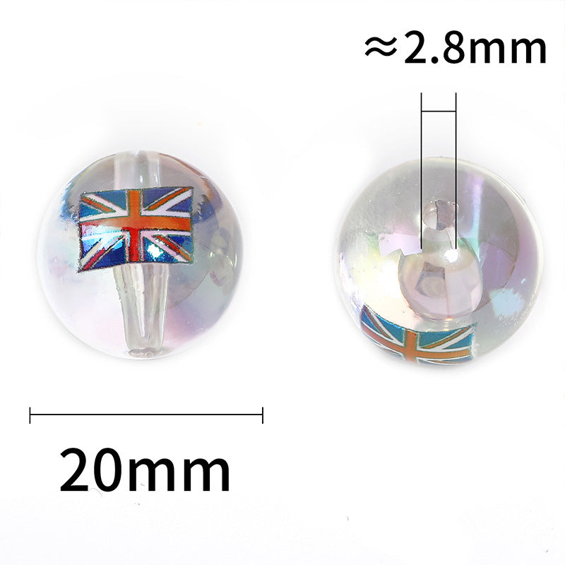 Wholesale 50pcs Acrylic High Transparent Flag Print DIY Beads