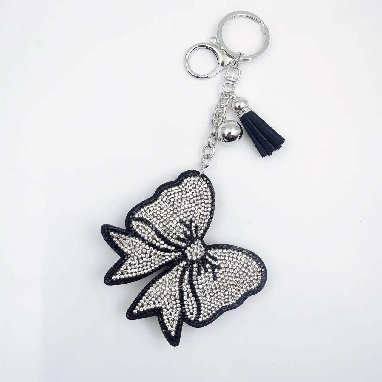 Wholesale 6pcs crystal rhinestone bow keychain