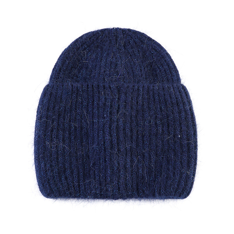 Wholesale Winter Knitted Hat Men's Woolen Hat Thickened Pure Rabbit Velvet Shiny Knitted Hat