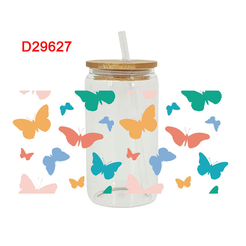 Wholesale Colorful Cartoon Butterfly 16oz Cup UV DTF Wraps