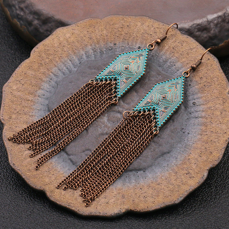Wholesale Long Arrow Chain Tassel Geometric Earrings