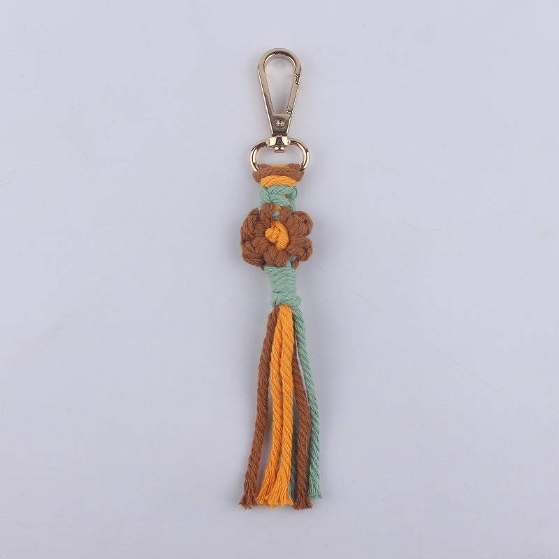 Wholesale Handmade Cotton Thread Woven Cartoon Flower Keychain