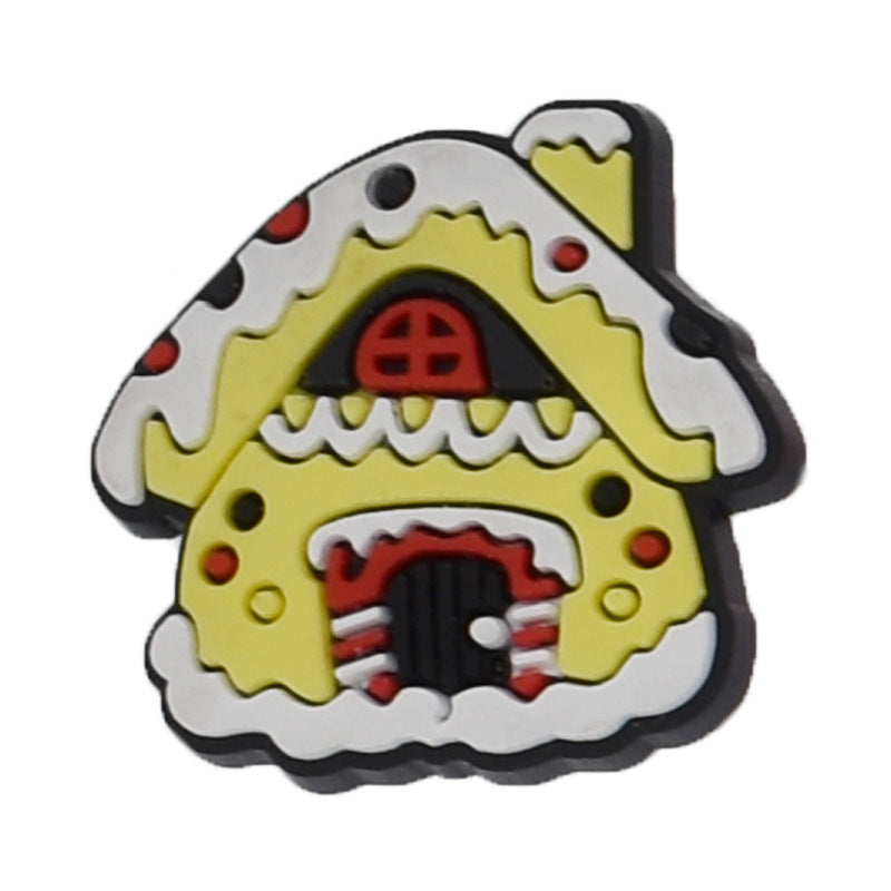 Wholesale Random 100pcs Christmas Cartoon Hole Shoes PVC Soft Rubber Shoe Buckles