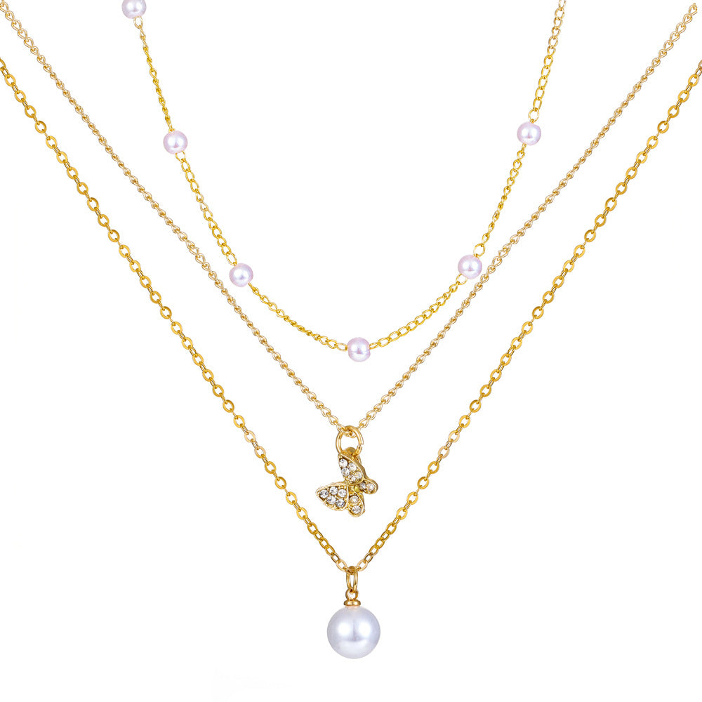 Wholesale Heart Multilayer Pearl Necklaces