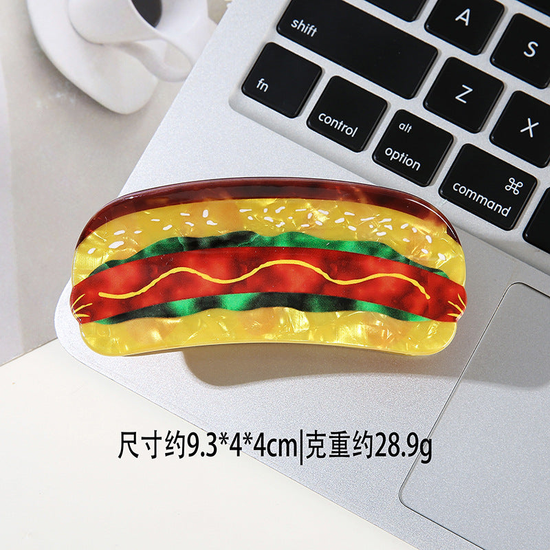 Wholesale Fun Cartoon Food Hair Clips Croissant Burger Pizza Popcorn Design PVC Hair Claw Accessory Chic Everyday Styling And Gift