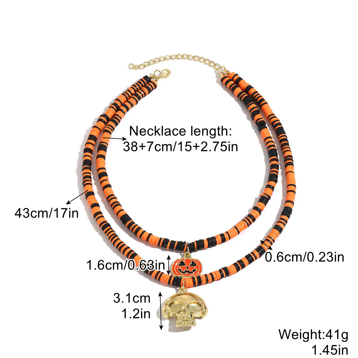 Wholesale Halloween Skull Pumpkin Zinc Alloy Necklace