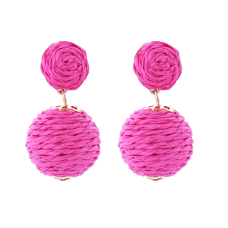 Wholesale Bohemian Handmade Wrap Ball Stud Earrings