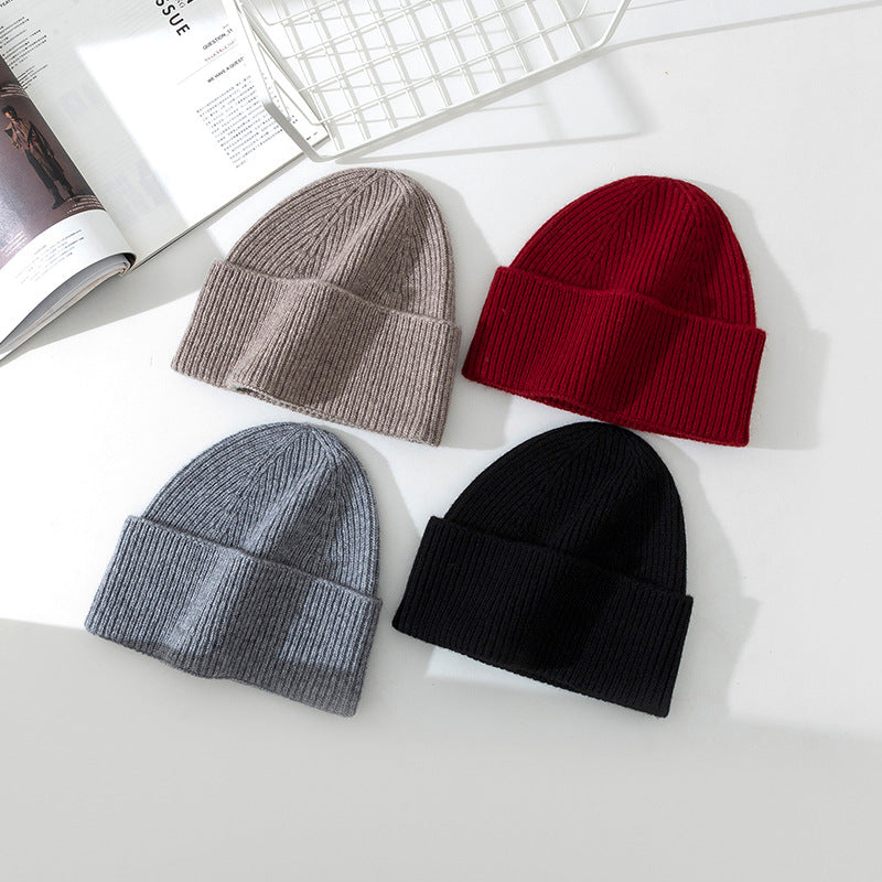 Wholesale Autumn and Winter Ultra-fine Pure Wool Solid Color Beanie