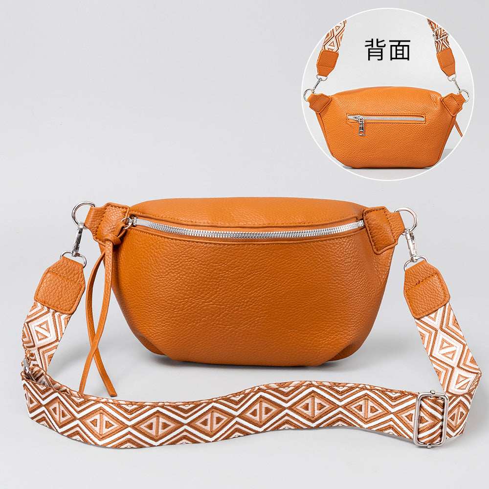 Wholesale Pu Leather Large Capacity Cross-body Pleated Waist Bag