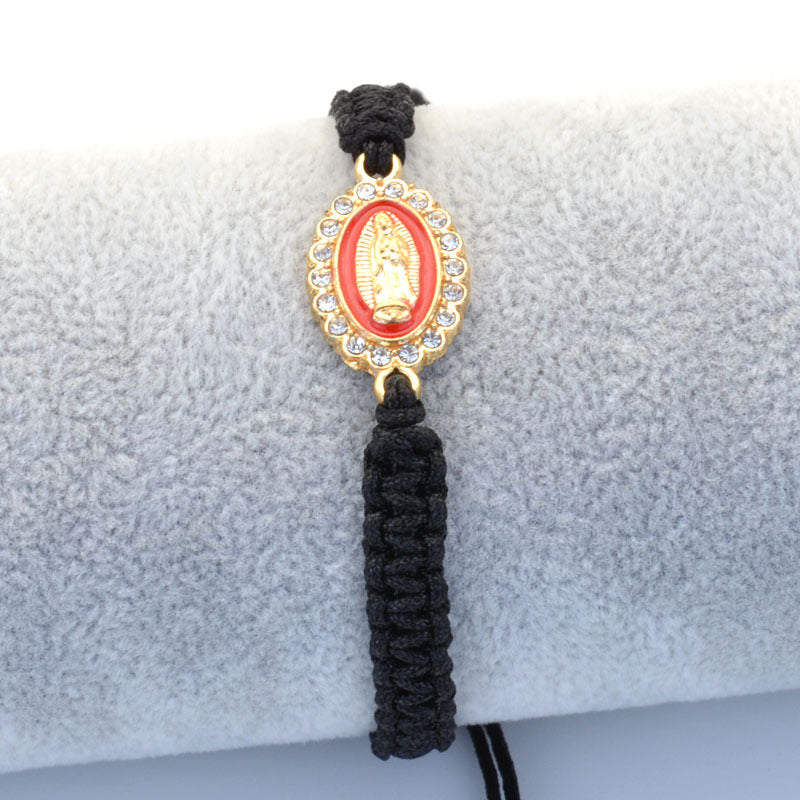 Wholesale Religion Diamond-encrusted Religious Our Lady Woven Bracelet