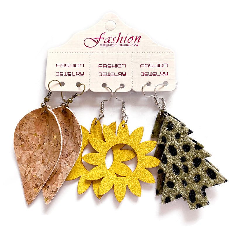 Wholesale 2 Sets Leather Western Cowboy Teacher's Day Graduation Season Earrings
