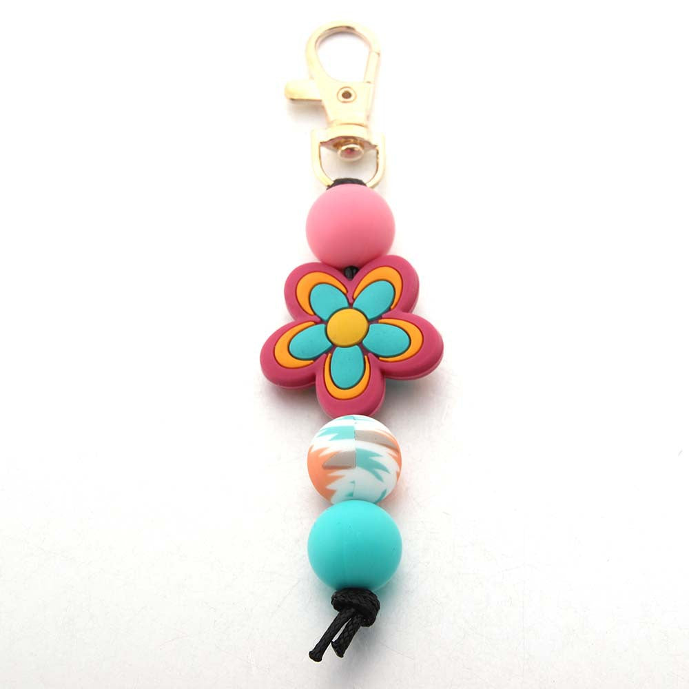 Wholesale Cartoon Flower Coffee Silicone Beads Keychain