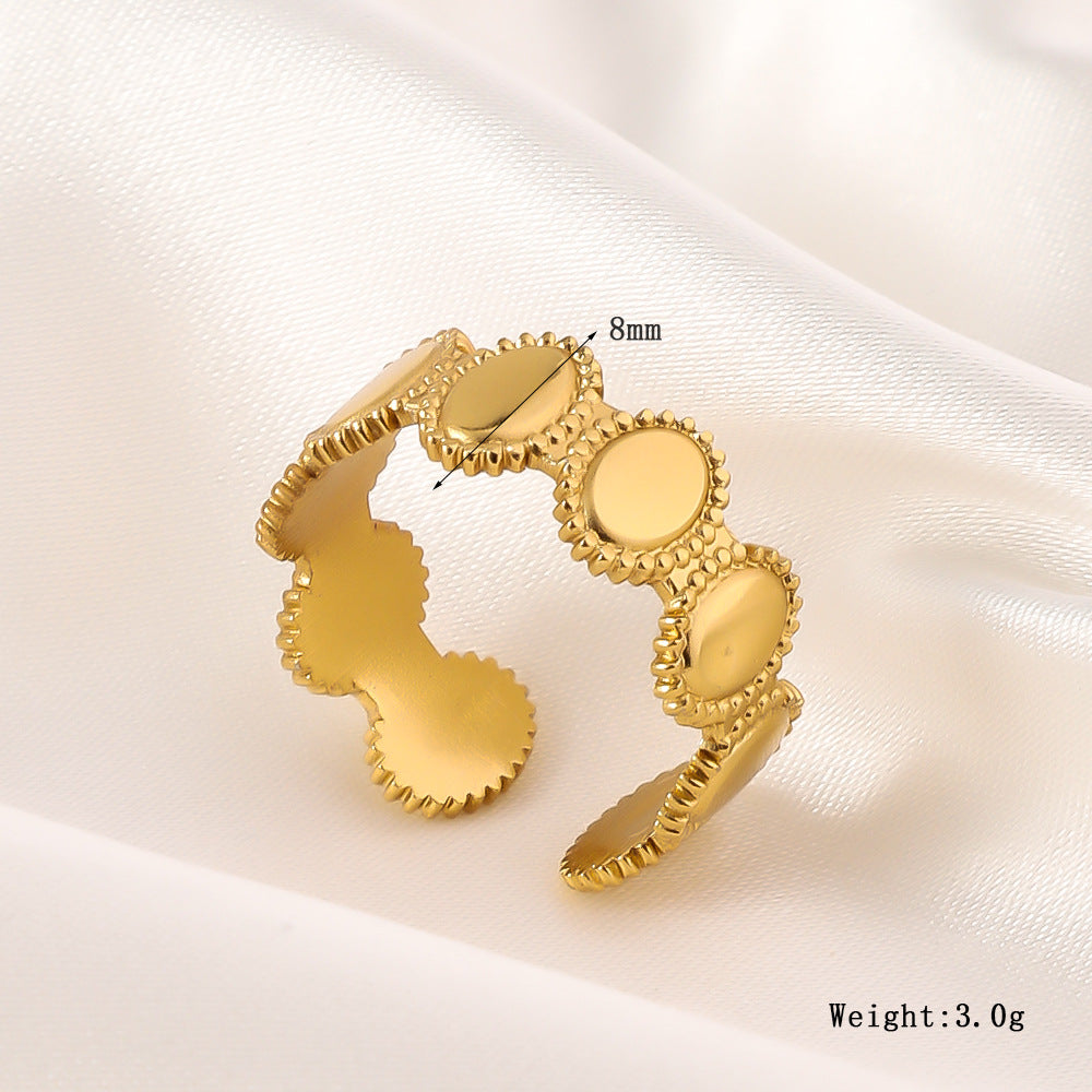Wholesale Minimalist Retro Style 18k Gold C-shaped Oval Welding Opening Adjustable Stainless Steel Rings