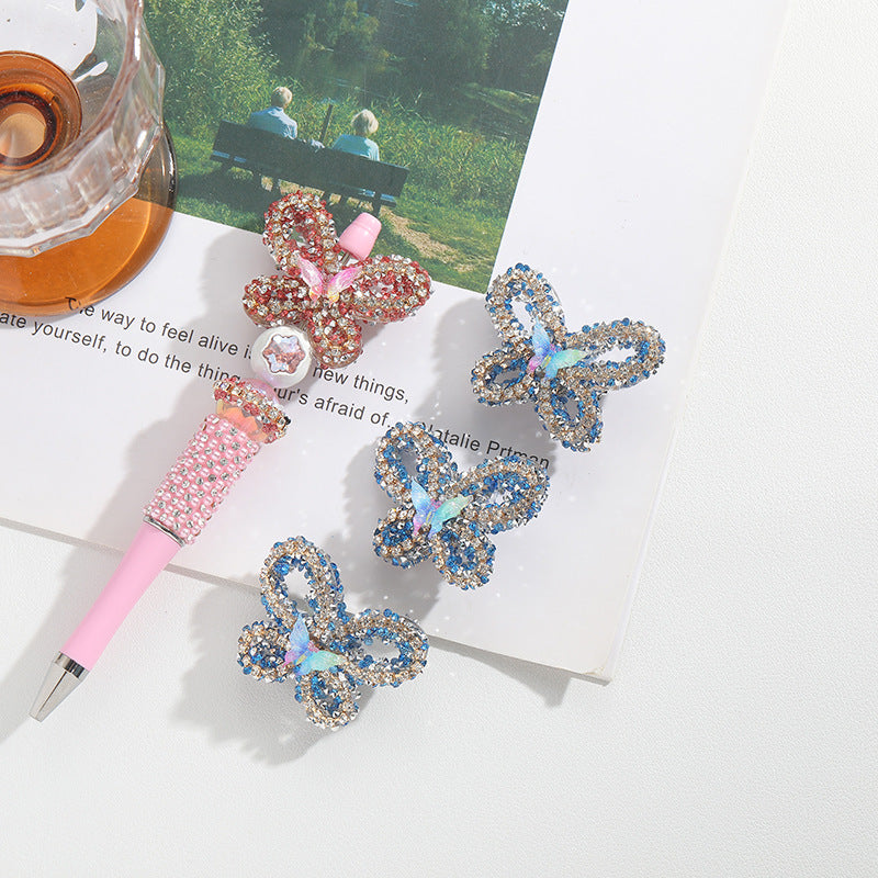 Wholesale10pcs Large Butterfly Full Drill Straight Hole Handmade Heavy Beads