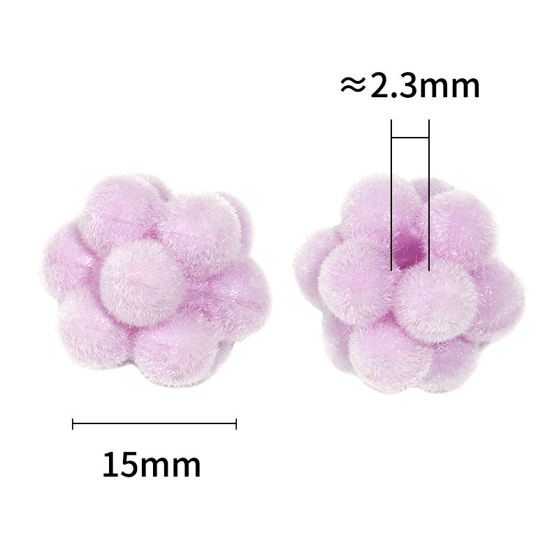 Wholesale 100pcs Flocked Bayberry Balls Candy Color Acrylic Beads