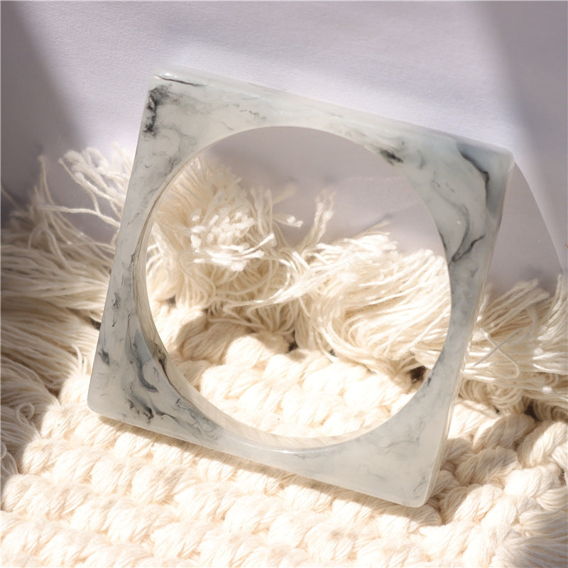 Wholesale fashion new marble acrylic bracelet shaped resin square round bracelet