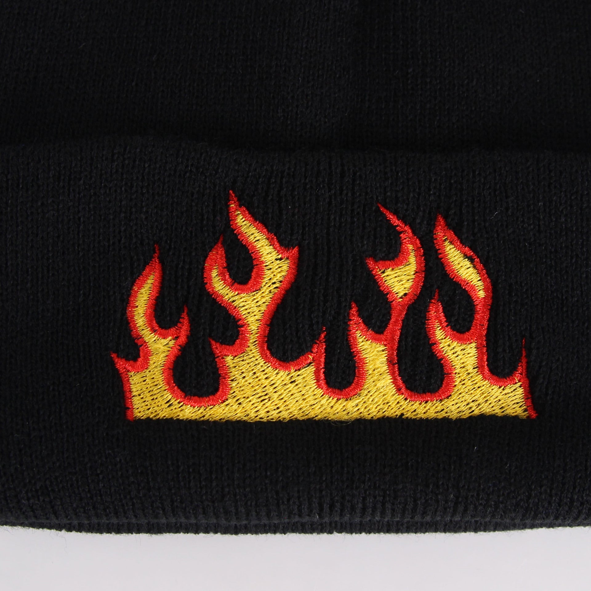 Wholesale Acrylic Flame Embroidery Knitted Hat Beanie