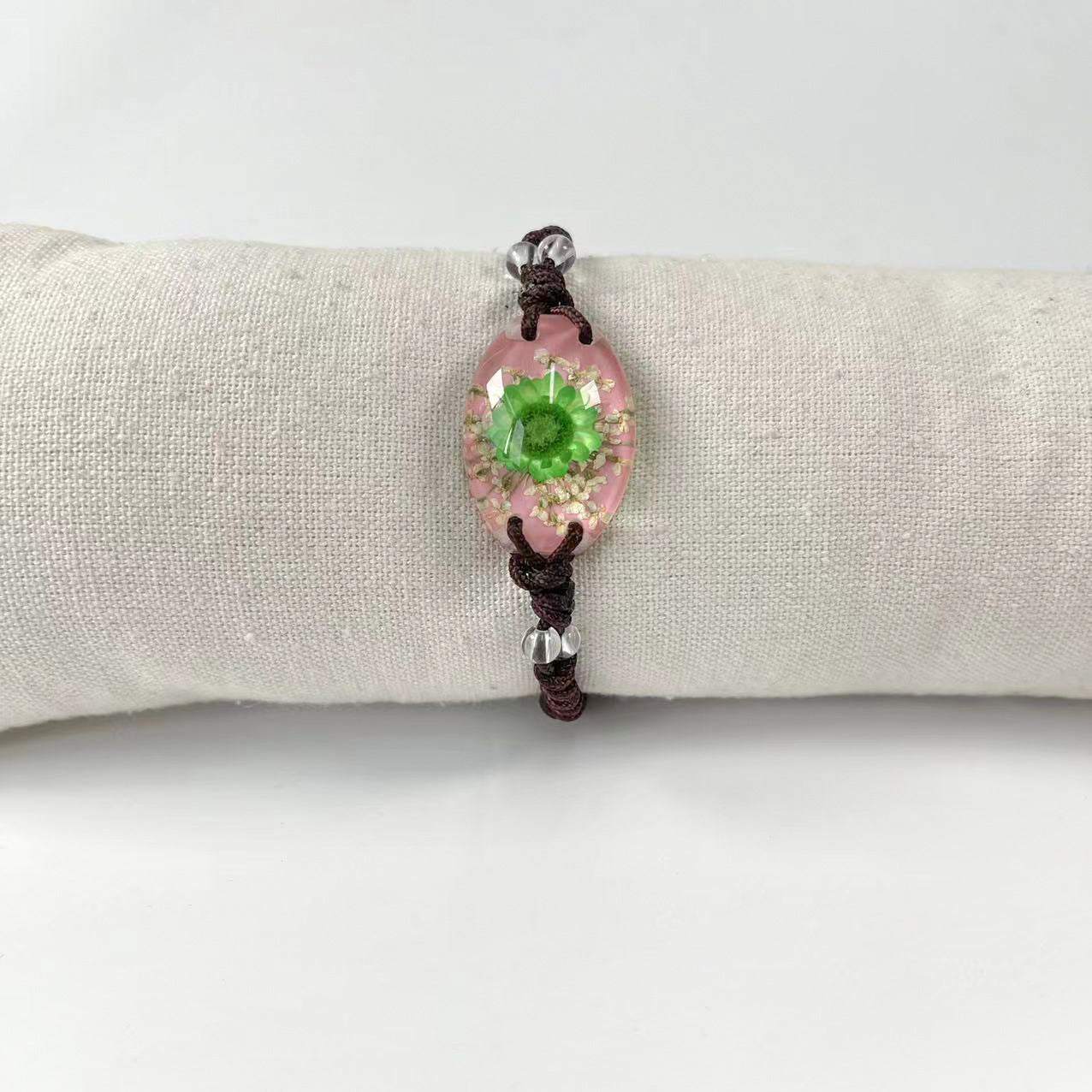 Wholesale 12PCS Handmade Latex Luminous Real Flower Amber Bracelet