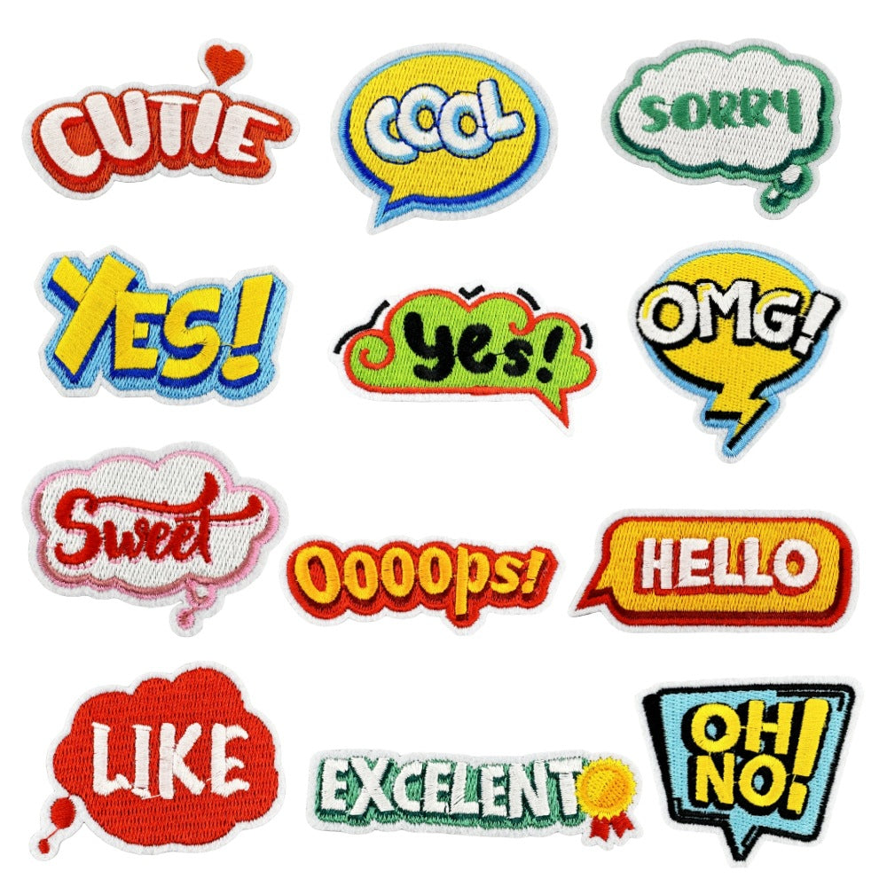Wholesale Funny English Word Polyester Embroidered Patch Trendy Fashion Accessory For Clothing Gift For DIY And Boutique Resale