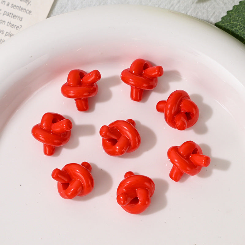 Wholesale 10pcs Acrylic Candy Color Rope Knot Straight Hole  Acrylic Beads