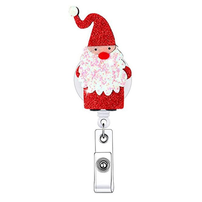 Wholesale 10PCS Christmas Glitter Felt Cloth Badge Scroll Retractable Keychain