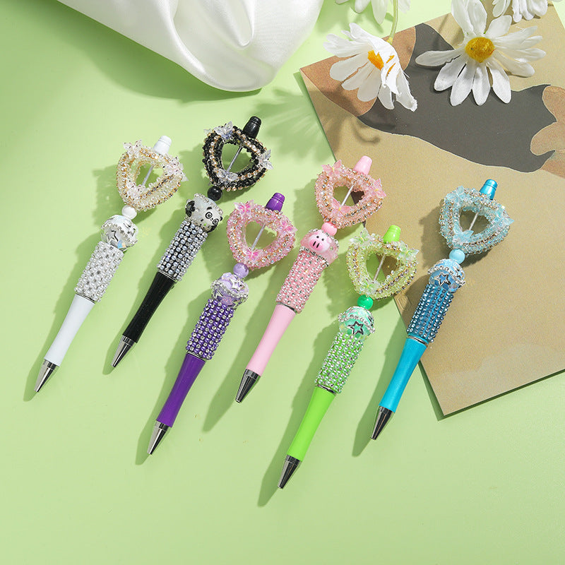 Wholesale Beaded Pens Colorful Handmade Beaded Twisting Rhinestone Love Pen