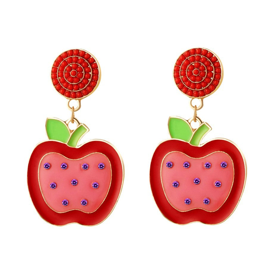 Wholesale Candy Rice Ball Teacher's Day Apple Earrings