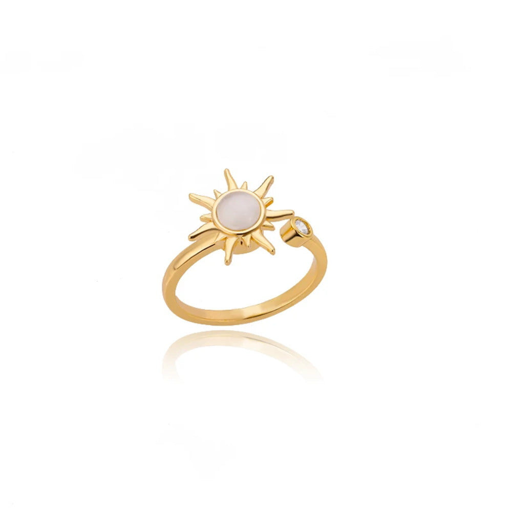 Wholesale simple rotatable sunflower decompression Open Ring