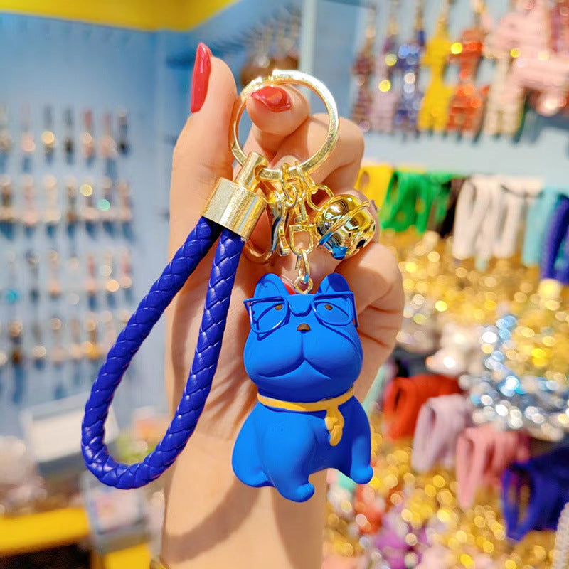 Wholesale Resin Glasses French Fighting Dog Keychains