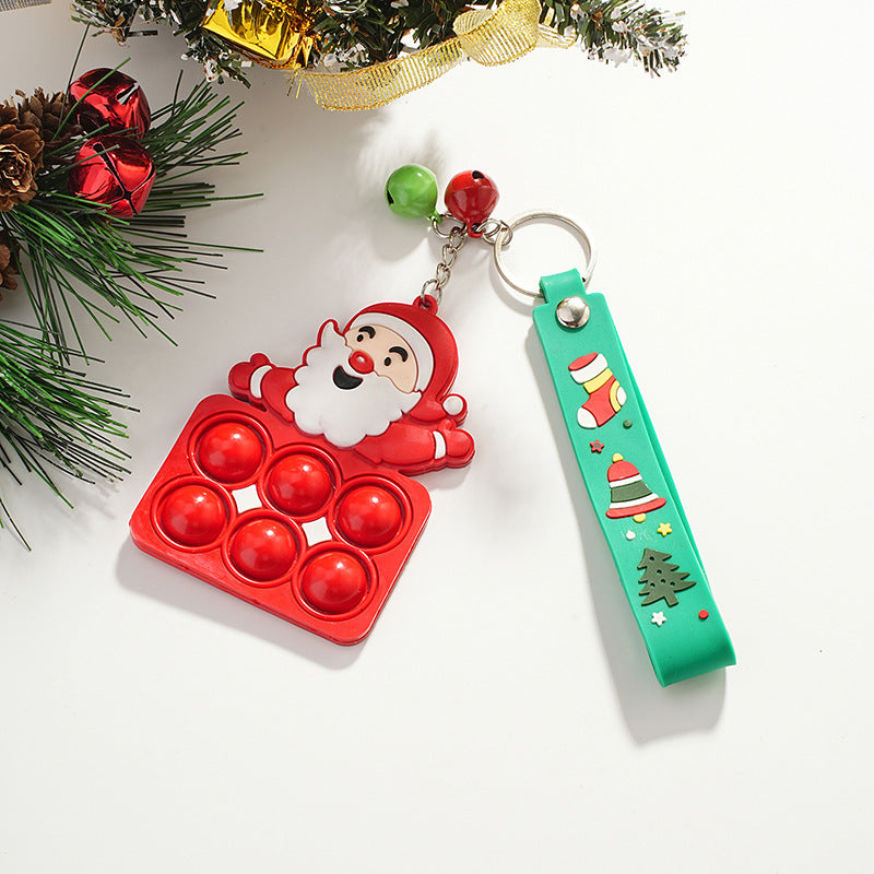 Wholesale Christmas Elk Snowman Decompression Metal Keychain