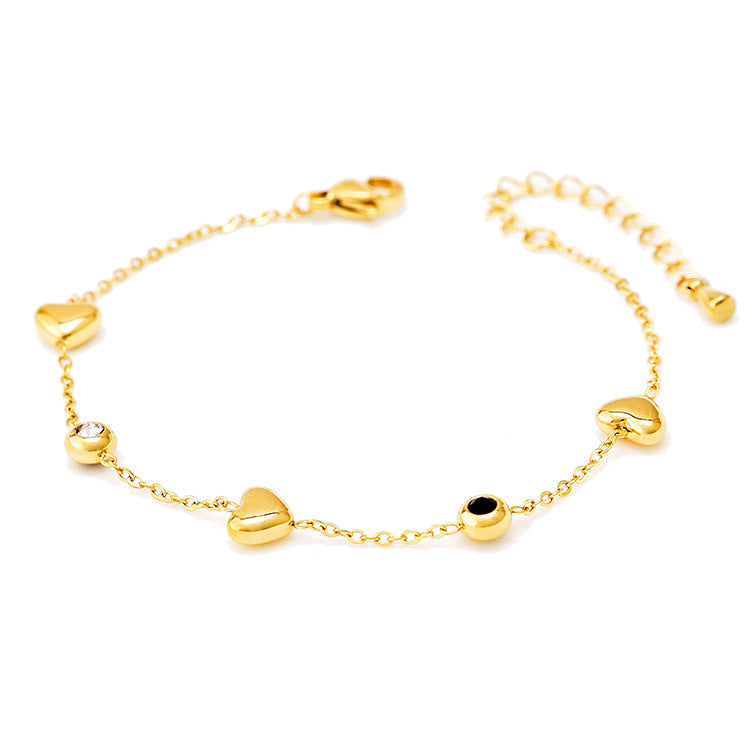 Wholesale Black and White Diamond Butterfly Love Star and Moon Bracelet Titanium Steel 18k Gold Leaf Letter Bracelet