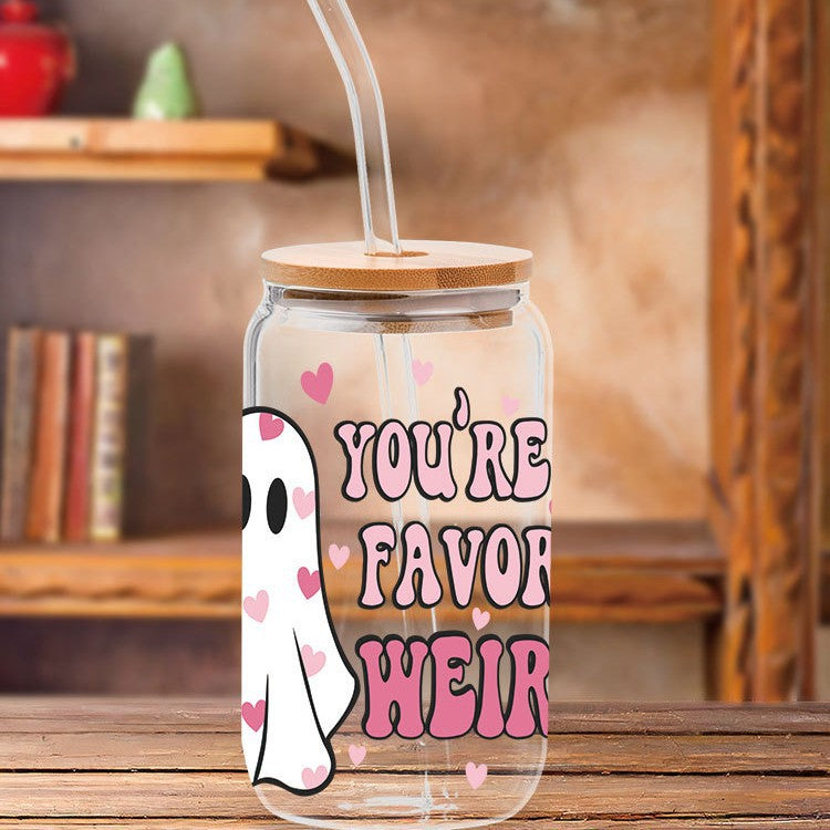 Wholesale Pink Love Ghost Valentine's Day 16oz Cup UV DTF Wraps