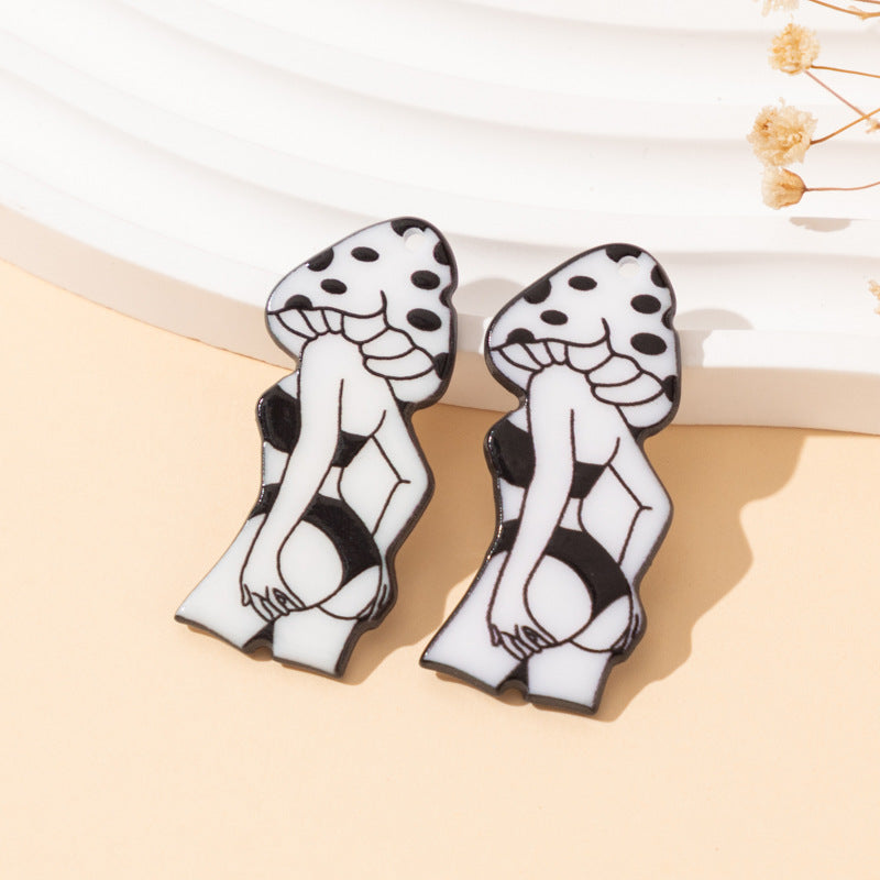 Wholesale 10pcs Acrylic Double-sided Printed Mushroom Girl DIY Materials