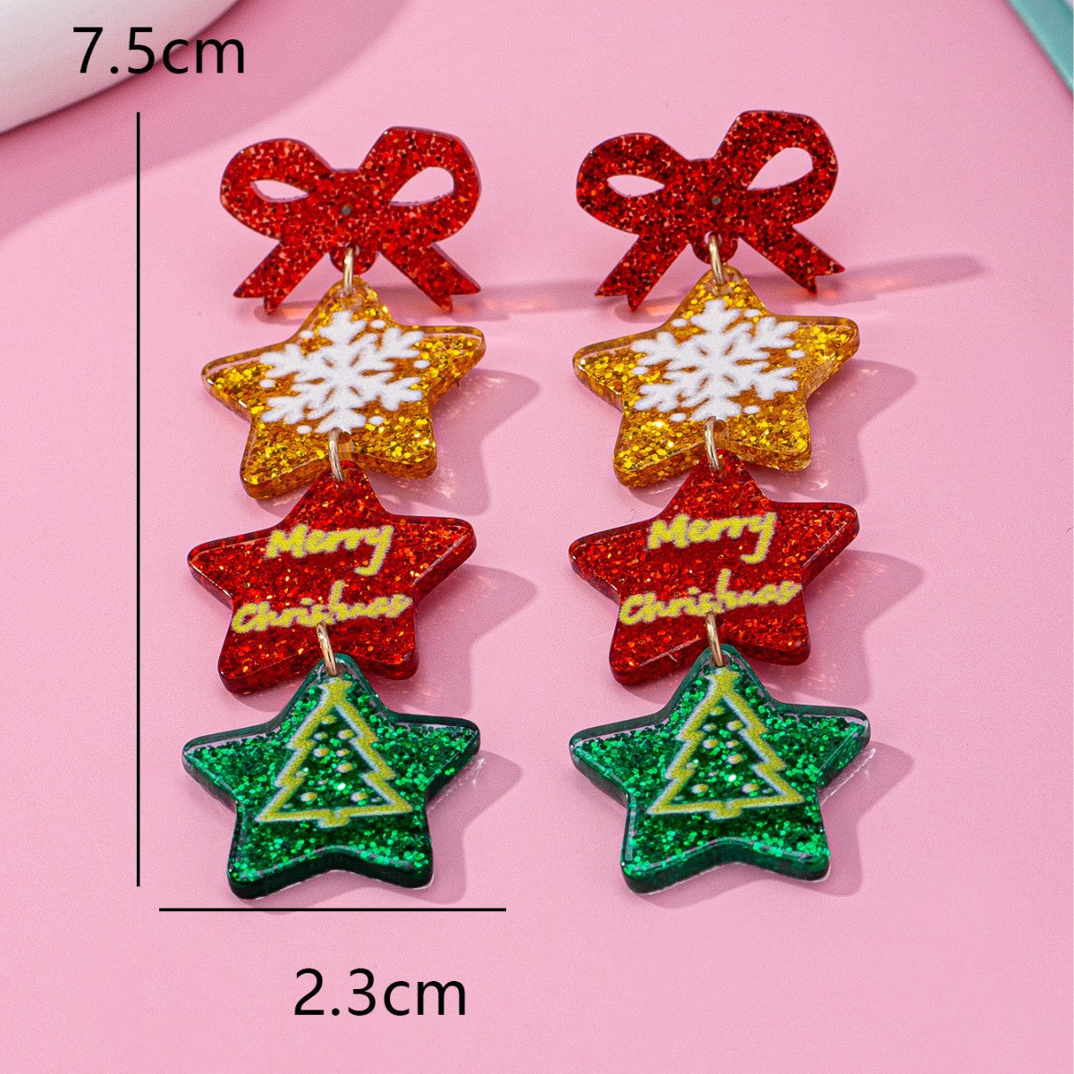 Wholesale Christmas Tree star Acrylic Earrings