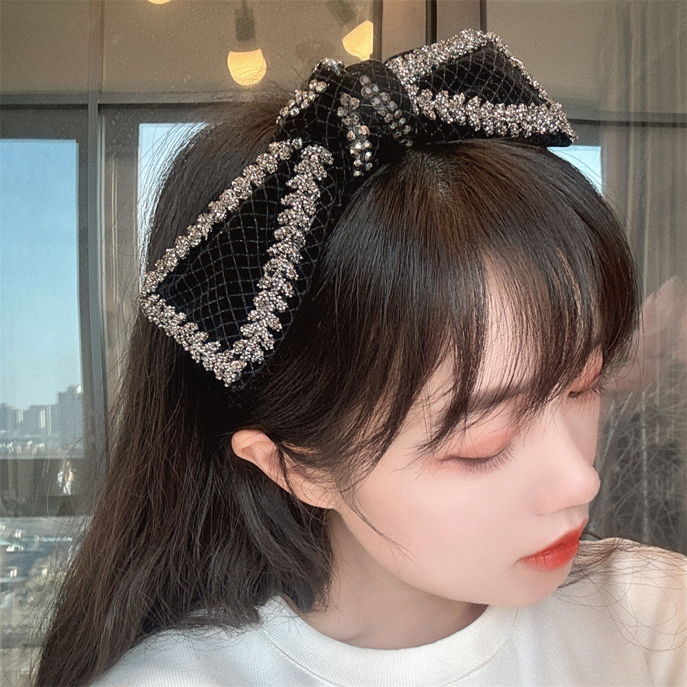 Wholesale Autumn and Winter New Style Rhinestone Gold Velvet Bow Headband