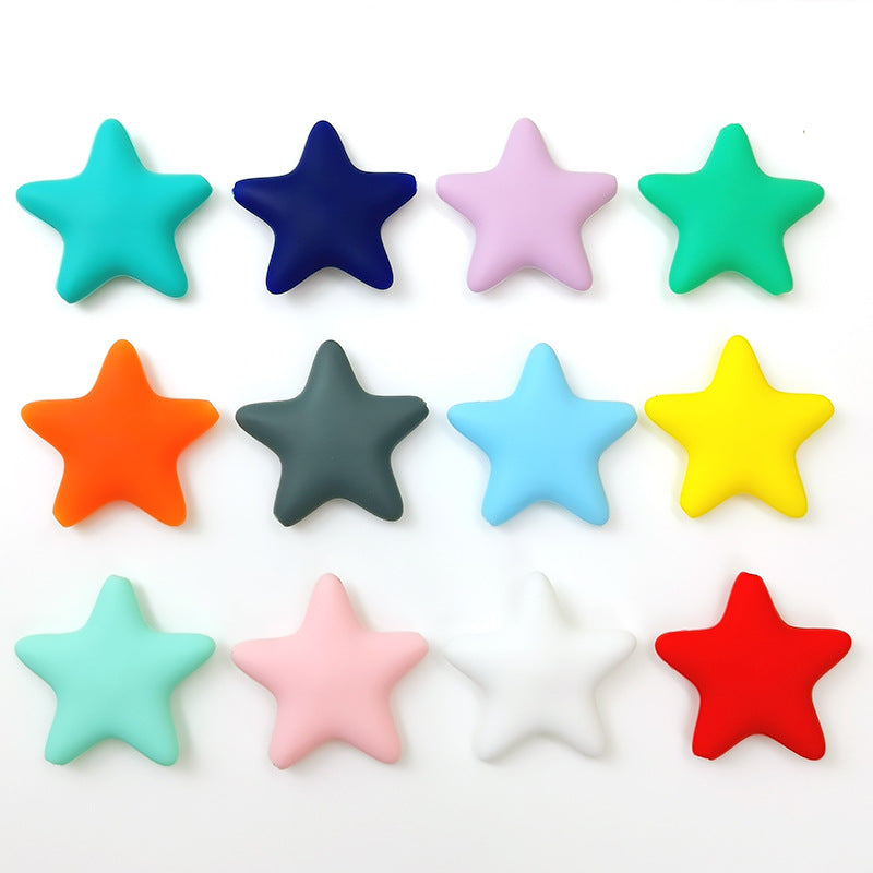 Wholesale 10PCS 35mm Pentagram Silicone Beads